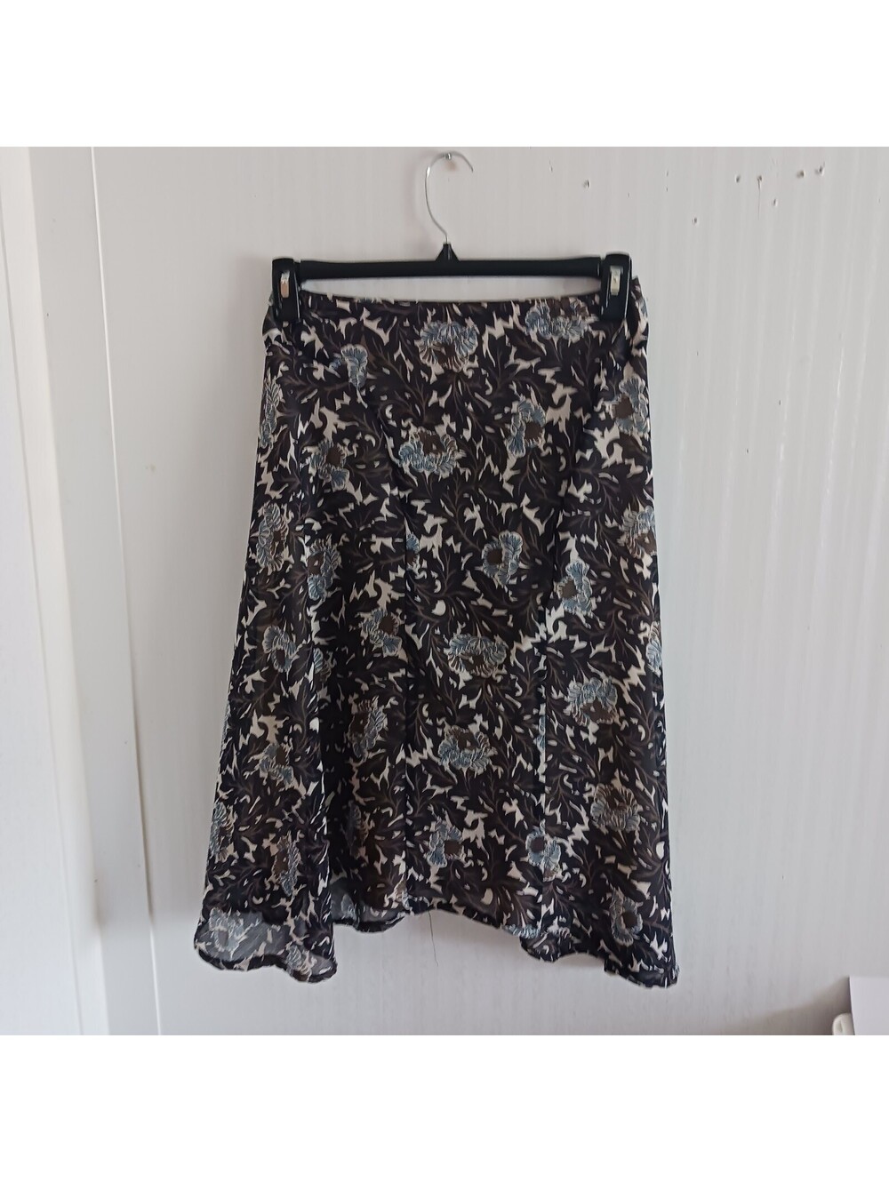 Women's Floral Multicolored Brown Pointed Tail Sheer Lined Skirt Size  XS/CH
